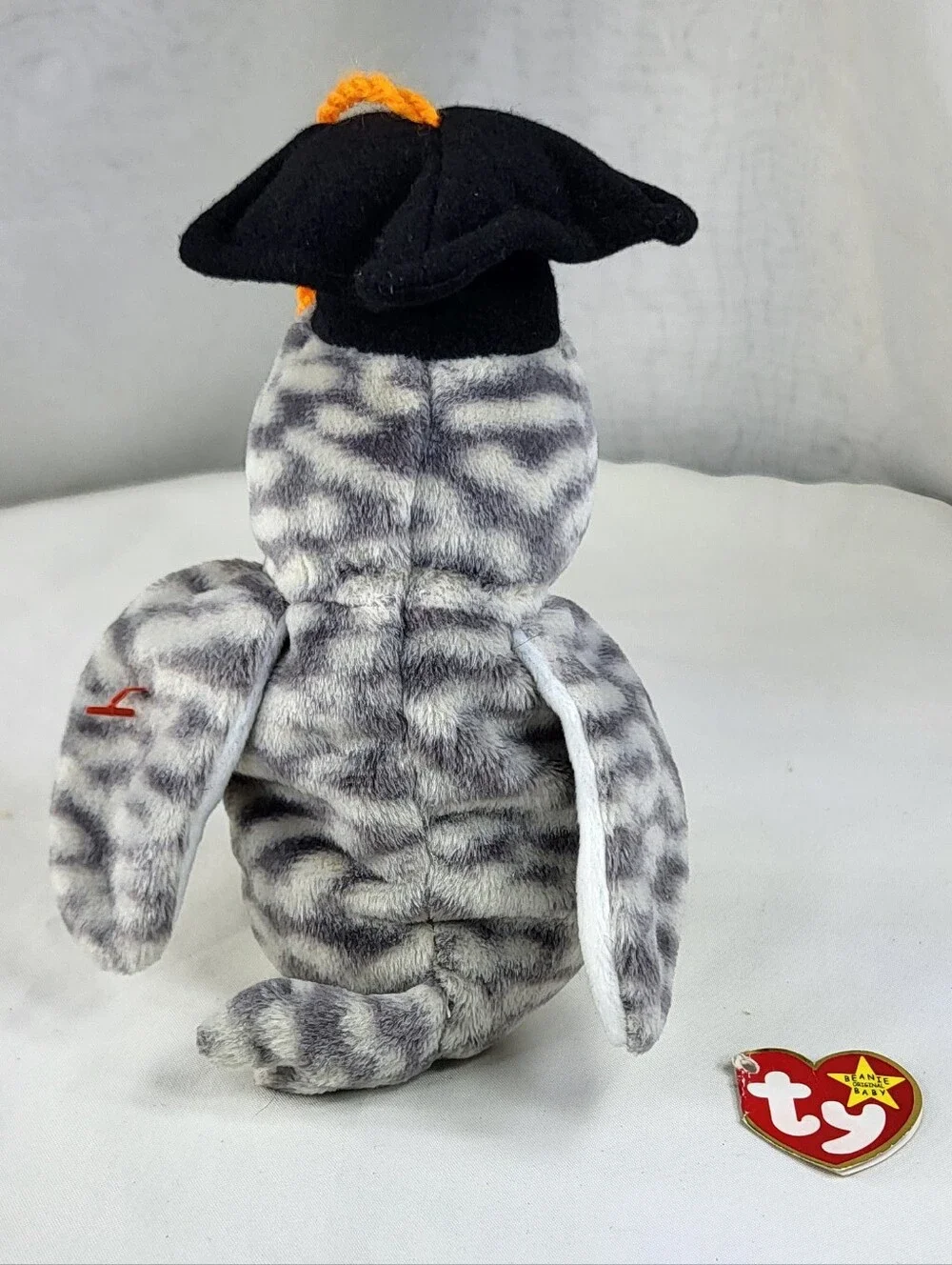 Ty Grey and White Owl Plush with Graduation Cap
